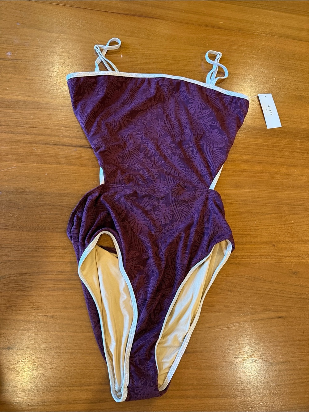 NWT GEODE Venus One Piece Swimsuit, XXL, Burgundy Floral Textured One Piece